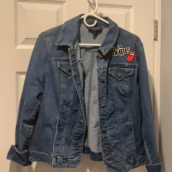 Charter Club Jackets & Blazers - Woman’s custom jean jacket with Beatles and rolling stone toung